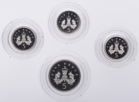 Elizabeth II (1952-2022), Decimal issues, Five Pence (4), Proof set, 1990, Maklouf types 1 and 2 (S PSS03); silver...