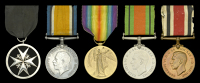An Order of St. John group of five awarded to Private L. Yewdall, Royal Army Medical Corps, and St. John Ambulance...