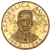 Somalia, Somali Republic, Proof 100 Shillings, 1965, 5th Anniversary of Independence, Unoaerre mint, 14.03g/6h (KM...