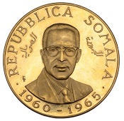Somalia, Somali Republic, Proof 500 Shillings, 1965, 5th Anniversary of Independence, Unoaerre, 70.02g/6h (KM 14)....