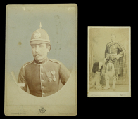 Carte de Visite studio portrait photographs (2) of Corporal Michael Magner V.C., and Private James Bergin V.C, good...