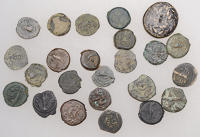 JUDAEA, First Revolt, AE Prutah, dated yr 2 [67-8], amphora, rev. vine leaf, 2.38g (Hendin 123; Meshorer 196); D....