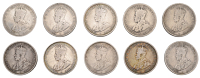 Australia, George V, Florins (10), 1912, 1914, 1916m (2), 1917m, 1921, 1925, 1927, 1934 (2) (KM 27) [10]. Generally...
