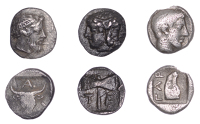 Troas, Tenedos, Obol, c. 5th-4th Century BC, janiform head of a diademed female left and laureate male right, rev....