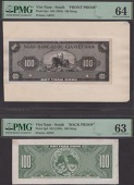 National Bank of Vietnam, obverse and reverse proofs for the 100 Dong, ND (1955), no serial number, Dong and Quy...
