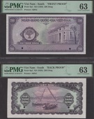 National Bank of Vietnam, obverse and reverse proofs for 200 Dong, ND (1958), no serial number, Dong and Quy...