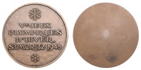 Switzerland, Olympic Winter Games, St Moritz, 1948, a uniface trial for a bronze participant’s medal by Huguenin,...