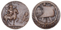 GERMANY, Kapp Putsch, 1920, a cast bronze medal by K. Goetz, Wolfgang Kapp regarding equestrian figure of Noske,...