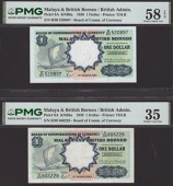 Malaya and British Borneo, $1 (3), 1 March 1959, prefixes B/80, B/99, and B/68, Singapore, $10, 1976, prefix A/2,...