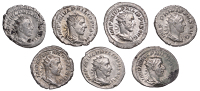 Philip I (244-249), Antoniniani (7), 244-7, radiate, draped and cuirassed bust right, rev. Roma, helmeted and...