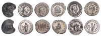 Philip I (244-249), Antoniniani (5), 245, radiate, draped and cuirassed bust right, rev. Philip I seated left, on...