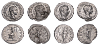 Severus Alexander (222-235), Denarius, 222-28, laureate and draped bust right, rev. Jupiter, half-draped, seated...