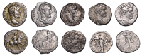 Septimius Severus (193-211), Denarius, 197, laureate head right, rev. Septimius Severus, in military attire, on...