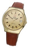Omega. A gold plated wristwatch with date, Ref. 198.021, Electronic, circa 1970.
Movement: cal. 1250, quartz, 12...