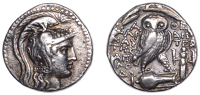 Attica, Athens, ‘new style’, Tetradrachm, struck 111-110 under the  magistrates Charinautes, Aristeas, Apollodus...