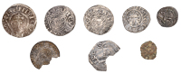 Eadberht, Sceatta, series Y [York], class B, eotberehtvγ around cross, rev. lion advancing left, foreleg raised,...