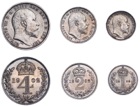 Edward VII (1901-1910), Partial Maundy Set, 1902, comprising Fourpence, Twopence, Penny (ESC 3607; S 3985) [3]. Dark...