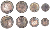 Victoria (1837-1901), Maundy Set, 1898 (ESC 3556; S 3943) [4]. Prettily toned, mint state; in original red case of...