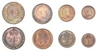 Edward VII (1901-1910), Maundy Set, 1904 (ESC 3610; S 3985) [4]. Prettily toned, mint state; in original red case of...