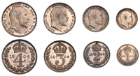 Edward VII (1901-1910), Maundy Set, 1904 (ESC 3610; S 3985) [4]. Toned, extremely fine; in original black case of...