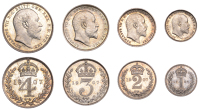 Edward VII (1901-1910), Maundy Set, 1907 (ESC 3613; S 3985) [4]. Lightly toned, good extremely fine; in original...