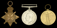 Three: Transport Sergeant H. G. Dorey, Postal Section, Royal Engineers

1914 Star (27712 Sapr: H. G. Dorey. R.E.);...
