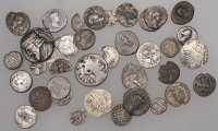Miscellaneous Ancient (27) and world coins (9) in silver, various issuers [36]. Varied state, several broken	...