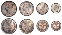Victoria (1837-1901), Maundy Set, 1845 (ESC 3488; S 3916) [4]. Prettily toned, extremely fine	 £200-£260