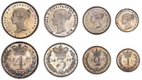 Victoria (1837-1901), Maundy Set, 1877 (ESC 3530; S 3916) [4]. Prettily toned, good extremely fine	 £100-£120