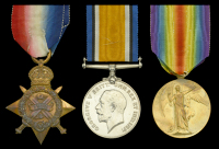 Three: Private J. McGinn, Royal Scots

1914 Star (7364 Pte. J. Mc.Ginn. 8/R. Scots.); British War and Victory...