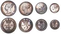 Victoria (1837-1901), Maundy Set, 1874 (ESC 3527; S 3916) [4]. Cleaned, otherwise extremely fine	 £100-£120