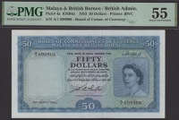 Board of Commissioners of Currency Malaya and British Borneo, $50, 21 March 1953, serial number A/1 690906, Taylor...