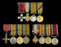 An unattributed group of four miniature dress medals
Distinguished Service Order, G.V.R., silver-gilt and enamel,...