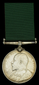 Volunteer Force Long Service Medal, E.VII.R. (Captain W. H. Merrett. E.E. R.E.V.) impressed naming, minor surface...