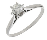 A diamond single stone ring, set with brilliant-cut diamond, diamond weight approximately 0.45 carat, ring size S. 	...