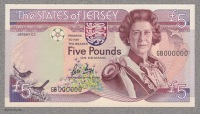 States of Jersey, an obverse and reverse printer’s composite essay on card for a proposed issue of £10, dated...