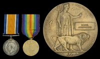Pair: Private D. Arrowsmith, Bedfordshire Regiment, late South Staffordshire Regiment, who was killed in action on...