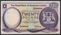 Royal Bank of Scotland Limited, an obverse and reverse printer’s composite essay for a proposed issue of £20, 1...