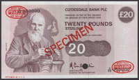 Clydesdale Bank Limited, specimen £20, 18 September 1987, serial number D/EE 000000, specimen number 020, Cole...
