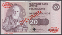 Clydesdale Bank Limited, specimen £20, 27 February 1981, serial number D/AF 000000, specimen number 005, Macmillan...