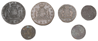 Russia, SIBERIA, Catherine II, 5 Kopecks (2), both 1775, Suzun (KM 5); with similar (4), various dates [6]. Fine to...