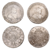 Russia, Elizabeth, Roubles (2), 1751mma, 1752mma, Krasny mint, Moscow (KM 19.1, 19.2) [2]. Good fine or better	...
