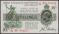 Treasury Series, John Bradbury, 10 Shillings, 16 December 1918, serial number B/68 184121, red dash variety, a nice...