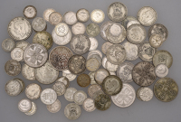 Miscellaneous British coins in .500 silver (81), various dates and denominations, 279.80g total [81]. Varied state	...