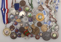 SPORTING MEDALS, Football, group of eight silver fob medals, most enamelled, four with rings for suspension, approx....