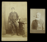 Carte de Visite studio portrait photographs (2) of Captain of the After Guard Thomas Pride V.C. and Midshipman...