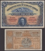 A group of Scottish notes, comprising Bank of Scotland, £1, 2 June 1942, and £5, 1 August 1945, Clydesdale Bank...