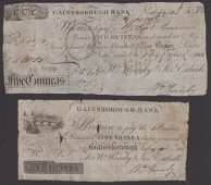 Gainsborough Bank, for William Hornby & Joseph Esdaile, 5 Guineas, 8 April 1801, serial number 3474, Wm. Hornby...