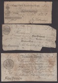 Newark Bank, for Pocklington, Dickinson and Company, £1, 1809, and £5, 1808, both Dickinson signature, Sleaford...
