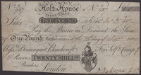 Holt House, Derbyshire, for Self & Compy, £1, 24 September 1800, serial number 2/987, D. Dakeyne Jnr signature, a...